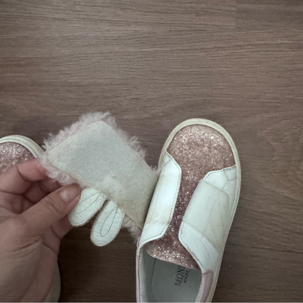 Monnalisa Pink Faux-Fur Glitter Kids Sneakers size 26 - Picture 11 of 13
